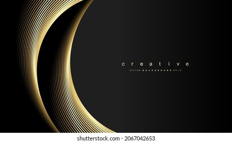 Gold line wave. Abstract gold luxurious background. Curved wavy line, smooth stripe. Vector illustration.