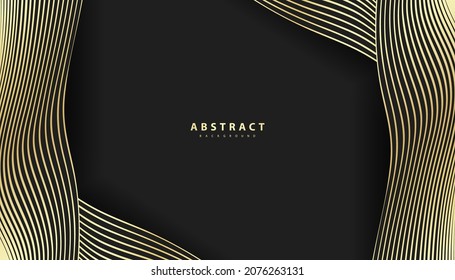 Gold line wave. Abstract gold luxurious background. Curved wavy line, smooth stripe. Vector illustration.
