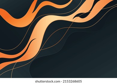 Gold line wave creative design in motion on black background