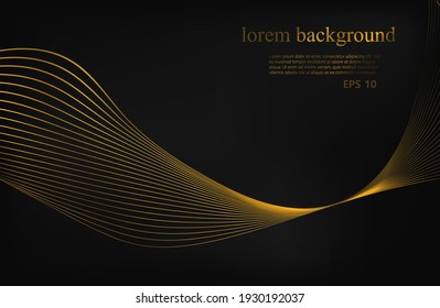 Gold line wave. Linear geometric Art deco bricks.  retro style. Luxury seamless pattern. Packaging or menu design.Vector illustration