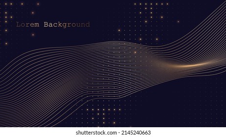 Gold line wave. Linear geometric Art deco bricks.  retro style. Luxury seamless pattern. Packaging or menu design.Vector illustration