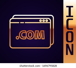 Gold line Website template icon isolated on black background. Internet communication protocol.  Vector Illustration