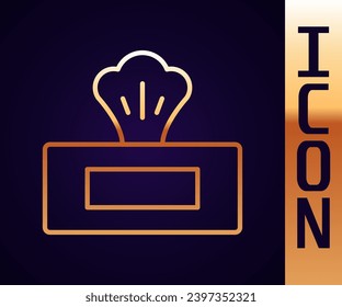 Icono del paquete de limpiaparabrisas de línea dorada aislado en fondo negro.  Vector