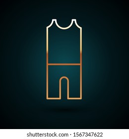 Gold line Wetsuit for scuba diving icon isolated on dark blue background. Diving underwater equipment.  Vector Illustration