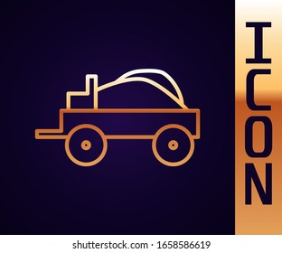 Gold line Wild west covered wagon icon isolated on black background.  Vector Illustration