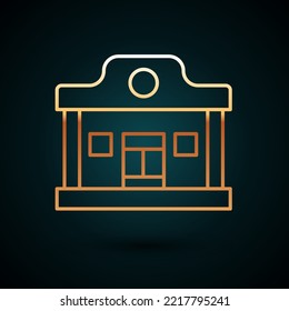 Gold Line Wild West Saloon Icon Isolated On Dark Blue Background. Old West Building.  Vector