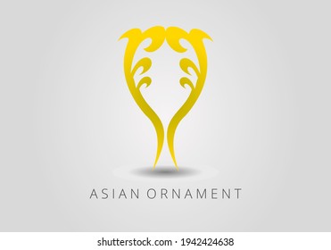 Gold linear ornaments in Kazakh traditional style. Asian floral designs. Abstract Asian elements of the national pattern of the ancient nomads of the Kyrgyz, Mongols, Kazakhs, Tatars. Vector.