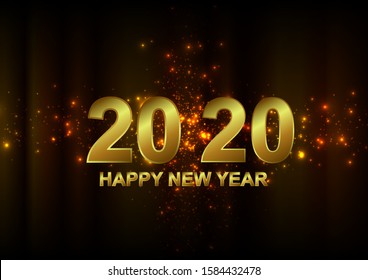 gold lines 2020 New Year on dark background. Creative element for design luxury card. illustration vector design