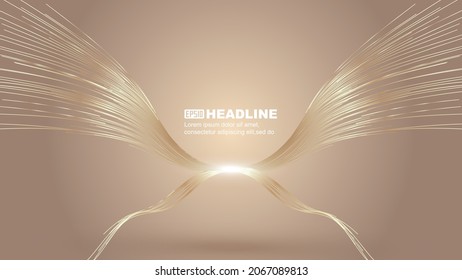 Goldene Linien, abstrakte, fliegende Grafiken, Vektorhintergrund