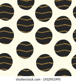 Gold lines in black holes. Vector seamless background. 