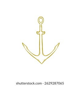 gold lines forming a ship's anchor on a white background