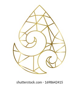 Gold lines inside Maori symbol for new beginning, vector