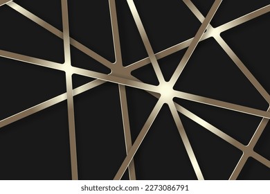 Gold lines on black background. Vector illustration background.