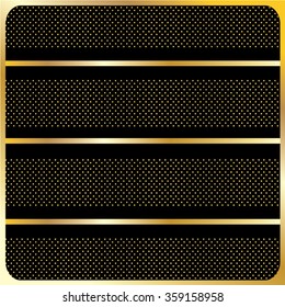 Gold lines on Black Background. Pattern with gold stripes of the Polka Dot and Gold lines on black background. Vector file with layers has a pattern swatch that will seamlessly fill any shape
