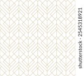 Gold lines on white seamless pattern. Abstract geometric linear texture pattern. Luxurious fine line structure. Golden lines on white sophisticated luxury background design.