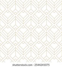 Gold lines on white seamless pattern. Abstract geometric linear structure pattern. Luxurious fine line lattice texture pattern. Golden lines on white background minimalist design.