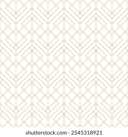 Gold lines on white seamless pattern. Abstract geometric linear texture pattern. Luxurious fine line structure. Golden lines on white sophisticated luxury background design.