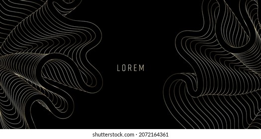 Plantilla de líneas de oro, diseño de cubiertas artísticas, coloridos fondos de lujo. Patrón de moda, afiche gráfico, tarjetas. Ilustración del vector