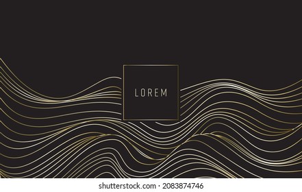 Plantilla de líneas de oro, diseño de cubiertas artísticas, coloridos fondos de lujo. Patrón de moda, afiche gráfico, tarjetas. Ilustración del vector