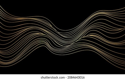 Plantilla de líneas de oro, diseño de cubiertas artísticas, coloridos fondos de lujo. Patrón de moda, afiche gráfico, tarjetas. Ilustración del vector