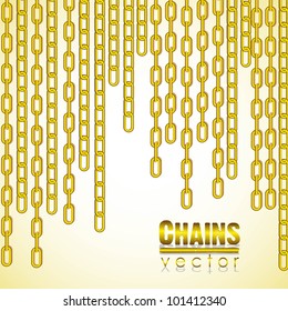 gold link chain dangling, vector illustration