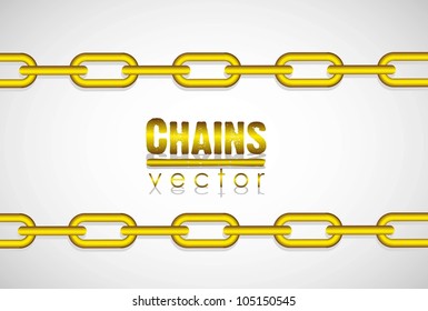 Gold link chain, isolated on white background vector illustration