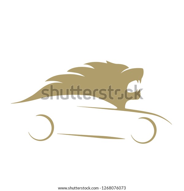 Gold Lion Car Logo Icon Transportation Technology Stock Image