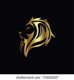 gold lion head logo