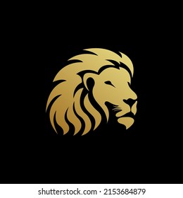 gold lion head logo template vector icon