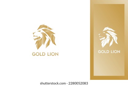 Gold lion head modern logo vector