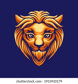 gold lion head vector illustration