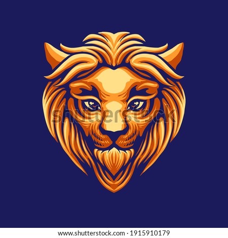 gold lion head vector illustration
