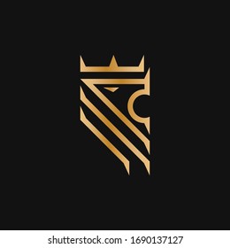 Logo-Vorlage für Vektorillustrationen mit goldenem Löwenkopf