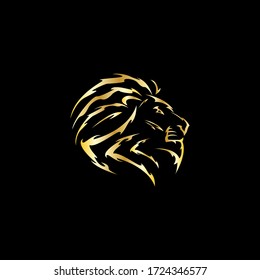 Gold Lion Head Vector Logo Template