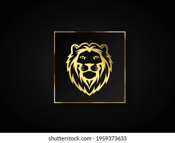 Gold Lion Head Vector Logo Template