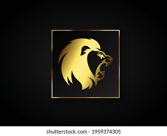 Gold Lion Head Vector Logo Template