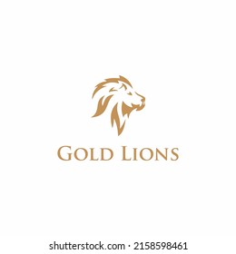 Gold Lion Head Vector Logo Template