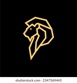 Gold Lion Head Vector Logo 