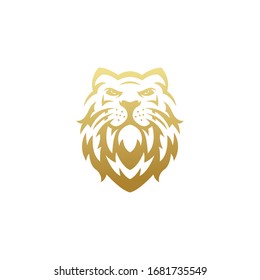 gold lion illustration logo design