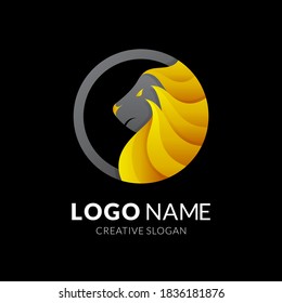gold lion logo with 3d gold color style