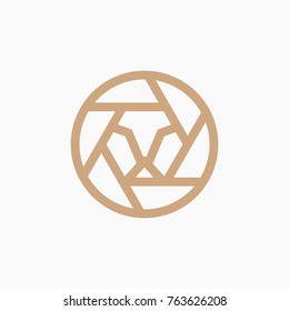 GOLD LION LOGO - ABSTRACT GEOMETRIC LINE ART/MONOLINE - VECTOR  -ILLUSTRATION TEMPLATE