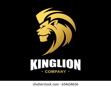 Gold Lion Logo - Vector Illustration, Emblem Design On Black Background