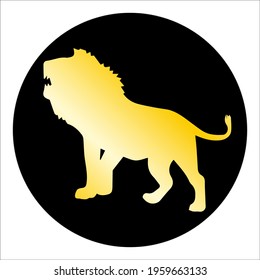 gold lion silhouette zodiak vector illustartion