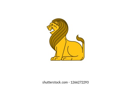 Gold Lion Sitting vector