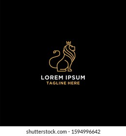 Gold lion vector logo template.