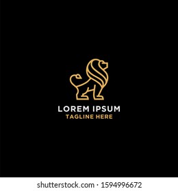 Gold lion vector logo template.
