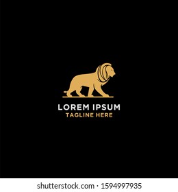 Gold lion vector logo template.
