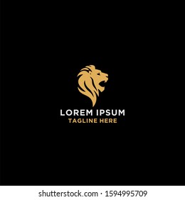 Gold lion's head vector logo template.