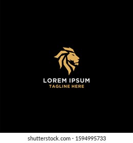 Gold lion's head vector logo template.