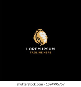 Gold lion's head vector logo template.